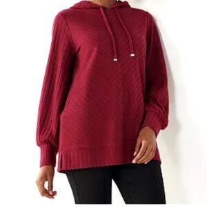 Nine West Cozy Hooded Pullover Tunic Hoodie Sweatshirt  Size M
